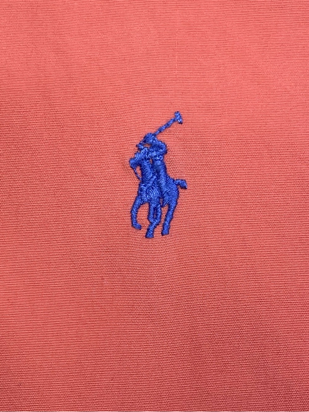 Ralph Lauren Large Classic Fit Short Sleeve Button Down Blue Pony Cantaloupe